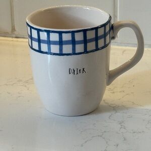 Rae Dunn Blue and White drink check Plaid Mug ceramic